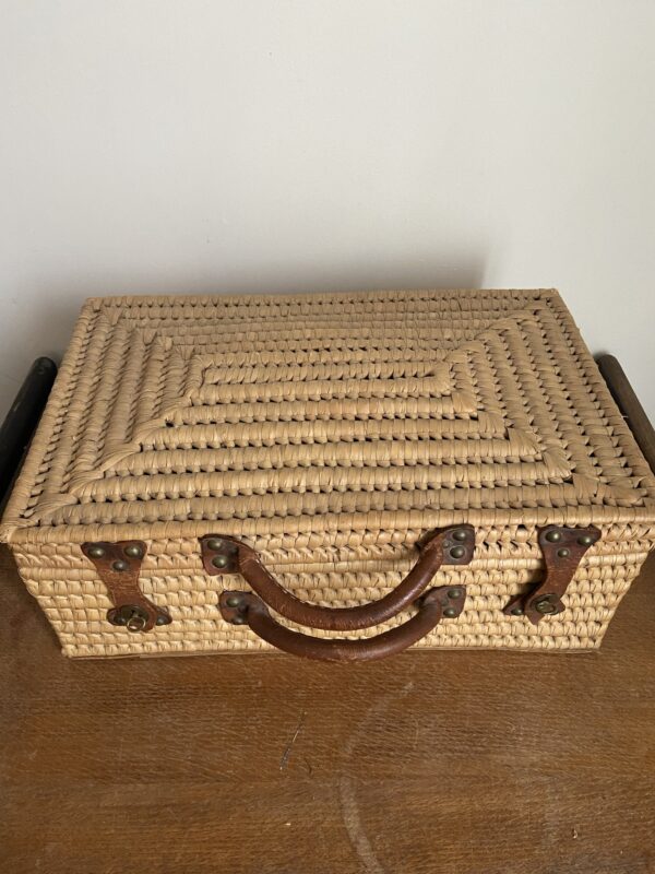 Valise en osier vintage – Image 3