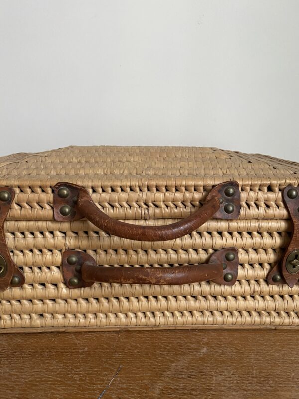 Valise en osier vintage – Image 4