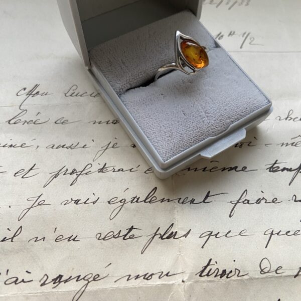 Bague ambre et argent vintage