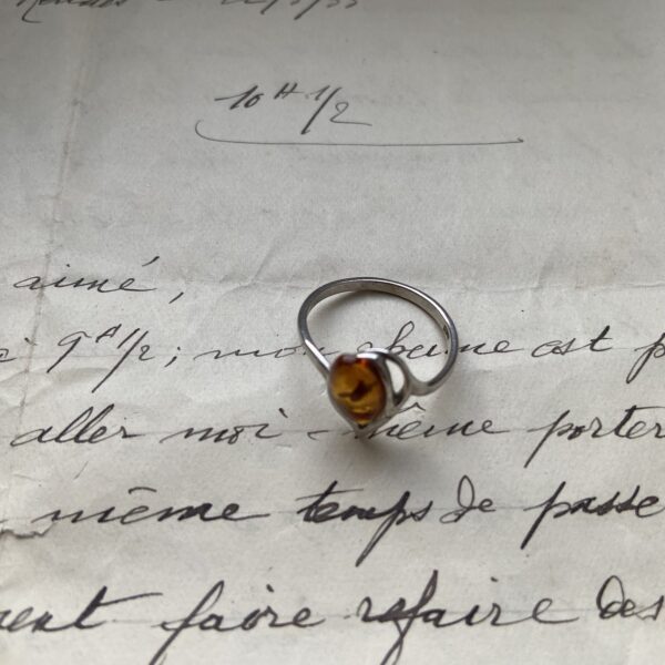 Bague ambre et argent vintage – Image 5