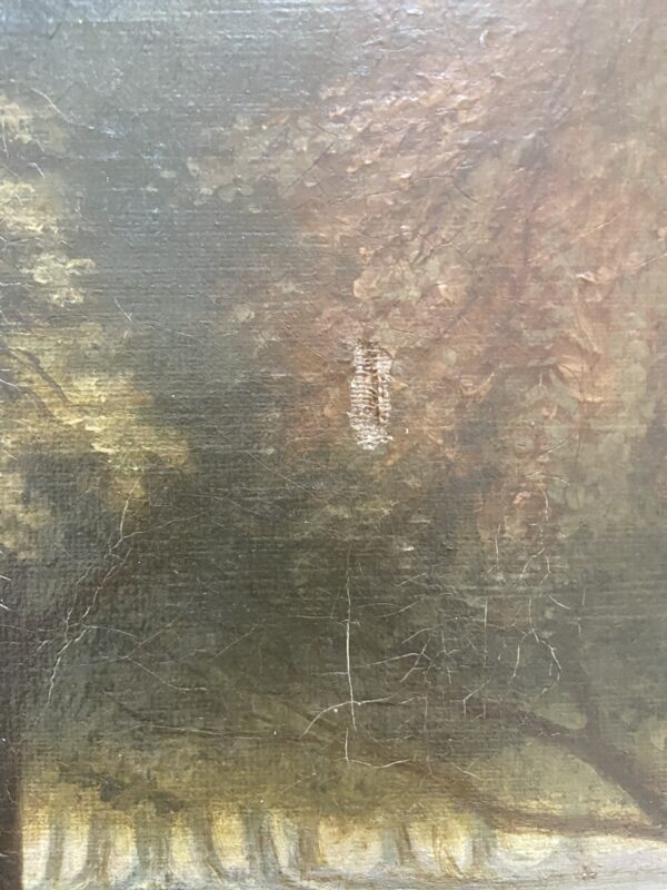 Paysage de forêt, huile sur toile, 19 eme – Image 4