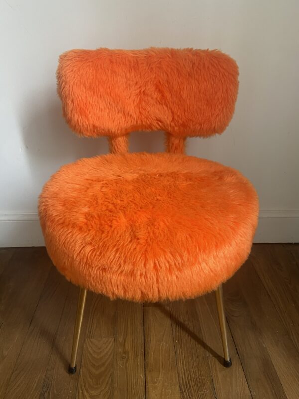 Chaise en moumoute orange vintage – Image 2