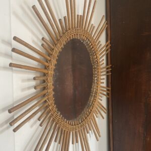 Miroir en rotin vintage
