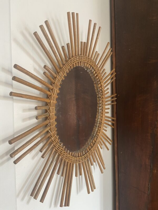 Miroir en rotin vintage