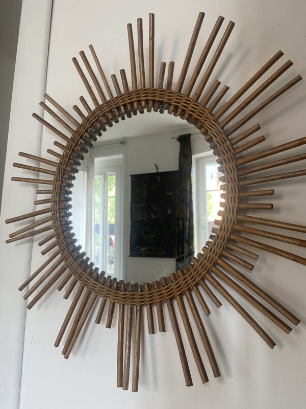 Miroir en rotin vintage – Image 2