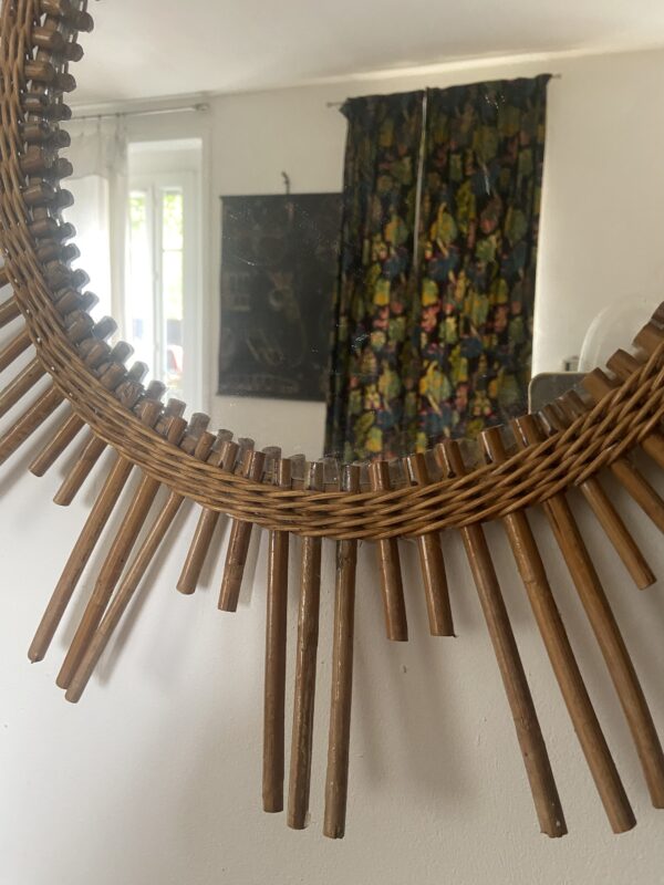 Miroir en rotin vintage – Image 3