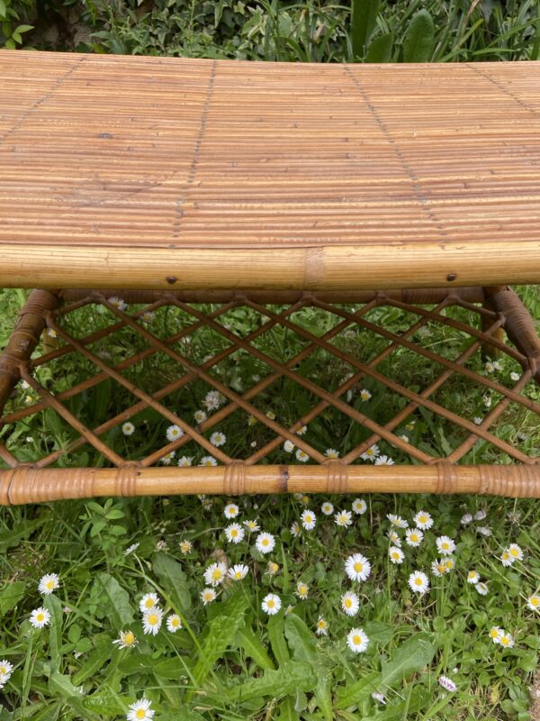 Table basse vintage en rotin – Image 4