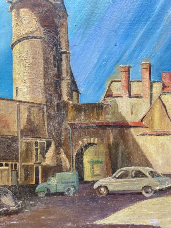 Voitures anciennes, huile sur toile, vers 1950 – Image 2