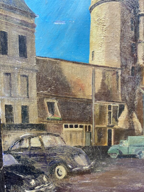 Voitures anciennes, huile sur toile, vers 1950 – Image 3