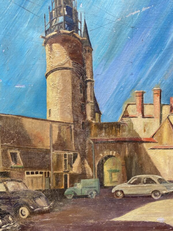 Voitures anciennes, huile sur toile, vers 1950 – Image 4