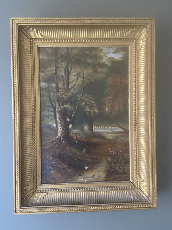 Paysage de forêt, huile sur toile, 19eme siècle – Image 2