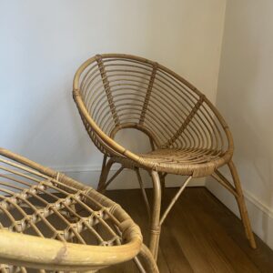 Paire de fauteuils en rotin vintage