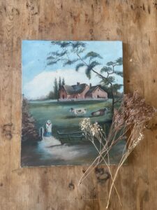 Ferme, huile sur toile