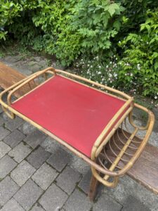 Plateau en rotin vintage