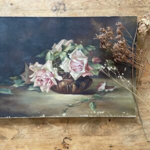 Nature morte, roses, huile sur toile
